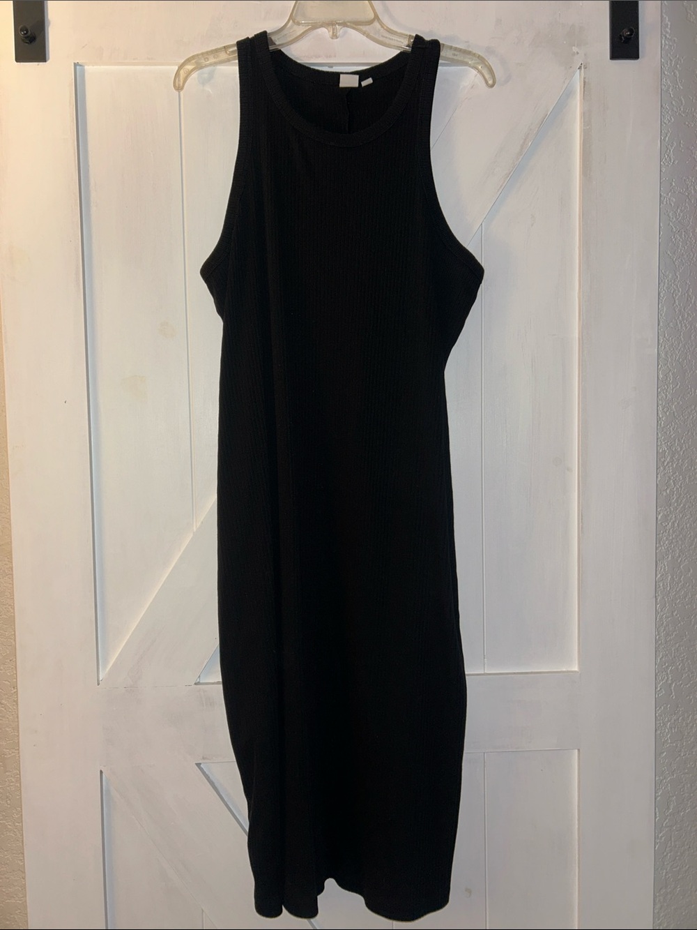 GAP Black Sleeveless Ribbed Midi Dress